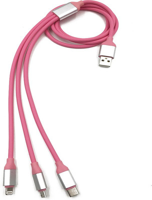 

Trost High speed Pink 3 IN 1 (Micro USB,C Type connector & Lightening connector) USB Cable(Pink)