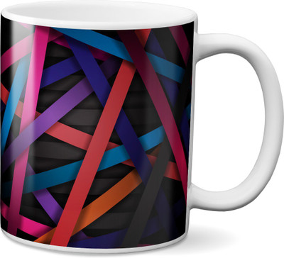 

VOGALLY Colorful Stripes Ceramic Mug(325 ml), Multicolor