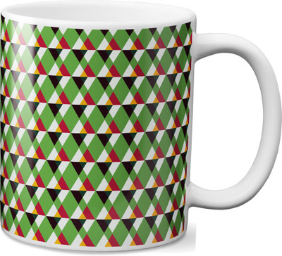 

VOGALLY Green Triangular Ceramic Tiles Ceramic Mug(325 ml), Multicolor