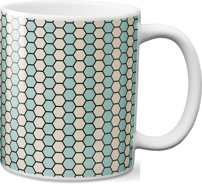 VOGALLY Hexagon Tile Ceramic Mug(325 ml), Multicolor