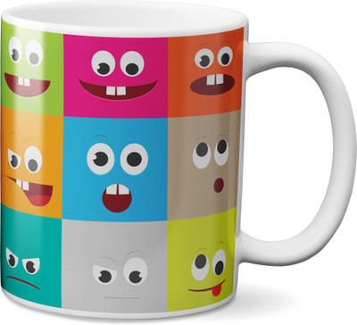 

VOGALLY A Funny Emoji Family Ceramic Mug(325 ml), Multicolor
