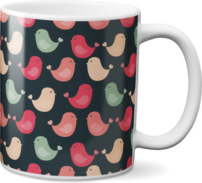 

VOGALLY Birds Seamless Ceramic Mug(325 ml), Multicolor