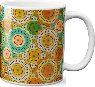 

VOGALLY Green Flowers Mandala Ceramic Mug(325 ml), Multicolor