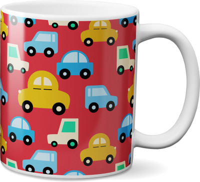 

VOGALLY Cartoon Cars Pattern Ceramic Mug(325 ml), Multicolor