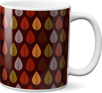 

VOGALLY Autumn Leaves Ceramic Mug(325 ml), Multicolor