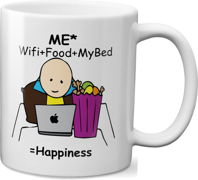 

VOGALLY Happiness Ceramic Mug(325 ml), Multicolor