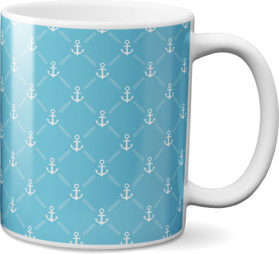 

VOGALLY Anchor Pattern Ceramic Mug(325 ml), Multicolor