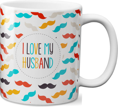 

VOGALLY I Love My Husband Ceramic Mug(325 ml), Multicolor