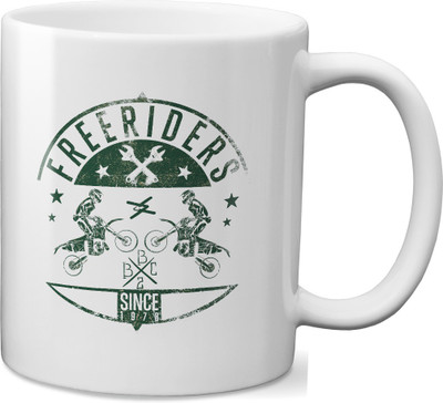 

VOGALLY Free Riders Ceramic Mug(325 ml), Multicolor