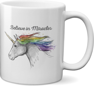 

VOGALLY Believe In Miracles Ceramic Mug(325 ml), Multicolor