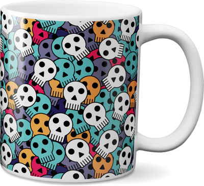 

VOGALLY Colorful Halloween Skull Seamless Ceramic Mug(325 ml), Multicolor