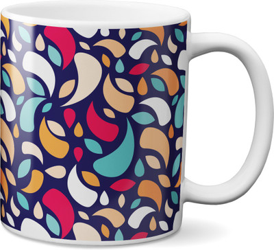 

VOGALLY Colorful Trendy Abstract Leaves Ceramic Mug(325 ml), Multicolor