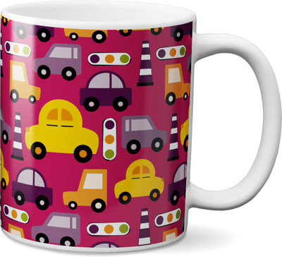 

VOGALLY Cars On The Road Ceramic Mug(325 ml), Multicolor