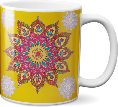 

VOGALLY Colorful Mandala Ceramic Mug(325 ml), Multicolor