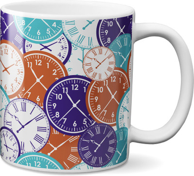 

VOGALLY Colorful Clock Ceramic Mug(325 ml), Multicolor