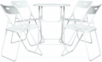 

Häuser White Metal Table & Chair Set(Finish Color - White)