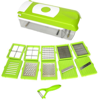 

Mantavya 11 in 1 Nicer Dicer Multi Function Vegetable Cutter NA Peeler(Green)