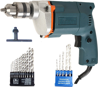 TIGER 10mm Drill & Bit Tool Kit 13HHS Bits + 5 Masonry Bits Power & Hand Tool Kit(19 Tools)