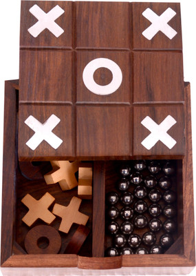 

Desi Toys 2 in 1 Solitaire & Tic Tac Toe game in wood, Phuli Gola aur Buddhijaal(44 Pieces)