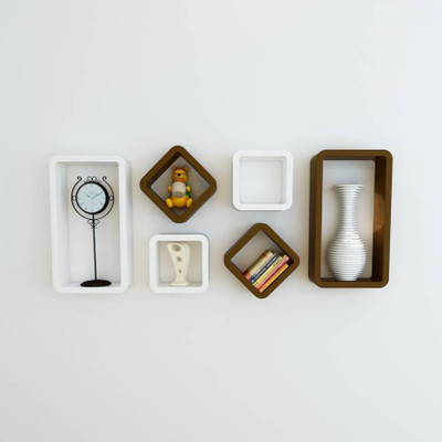 

Decorasia Brown & White Cube Shape MDF Wall Shelf(Number of Shelves - 6, Brown, White)