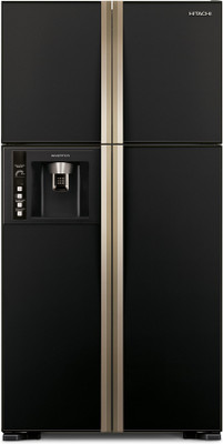 Hitachi 638 L Frost Free Side by Side Refrigerator Glass Black, R W720FPND1X