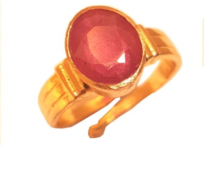 RS JEWELLERS 5.50 RATTI NATURAL RUBY PANCHDHATU Metal Ruby Gold Plated Ring