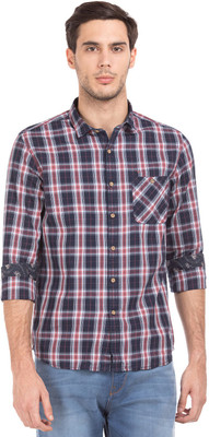 FLYING MACHINE Men Checkered Casual Red, Blue Shirt FLYING MACHINE Men Checkered Casual Red, Blue Shirt