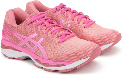 

Asics GEL-NIMBUS 18 Running Shoes For Women(Pink, Orange, Peach melba/hot pink/guava