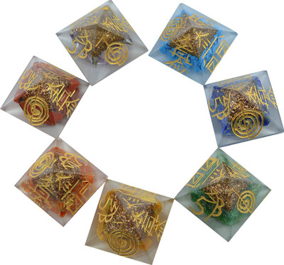 

Reiki Crystal Products Chakra Pyramid Reiki Symbol Sets 25 mm - Orgone – Reiki healing – Vastu – Feng Shui – Crystal Healing Decorative Showpiece - 2.5 cm(Crystal, Multicolor)