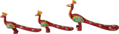 

ROYAL ARTS AND CRAFTS Beautiful Handmade Rajasthani Show Piece Of Peacock Pake Of-3 For Home Decor And Gifting Decorative Showpiece - 12 cm(Paper Mache, Blue)