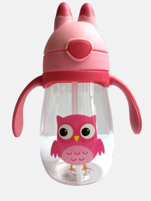 

Saanveria Premium Quality Baby Straw Cup Sipper 250 ml Double Deck Automatic Straw(Pink)