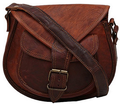 

Anshika International Girls Casual Brown Genuine Leather Sling Bag