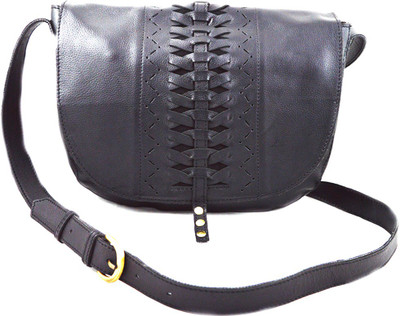 

Sophia Visconti Girls Casual Black Genuine Leather Sling Bag