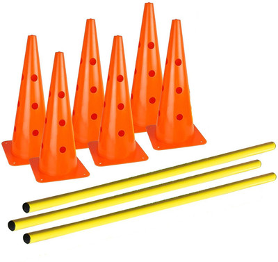 

Sahni Sports 15 Inches Cone Hurdles Set of Six Cones And Three Poles, Plastic Speed Hurdles(For Adults, Children Pack of Pack of 3)