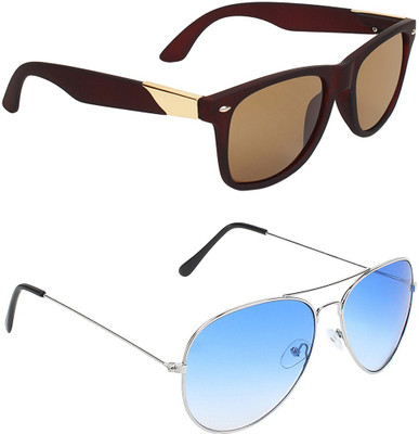 ABNER Wayfarer, Aviator Sunglasses(For Men & Women, Brown, Blue)