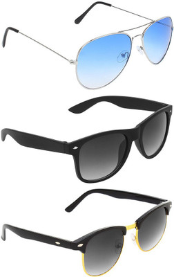

Abner Aviator, Wayfarer, Clubmaster Sunglasses(Blue, Black, Black