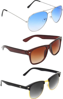 

Abner Aviator, Wayfarer, Clubmaster Sunglasses(Blue, Brown, Black