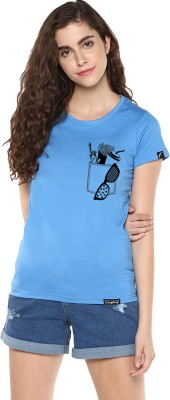 Young trendz Abstract Women Round Neck Light Blue T-Shirt