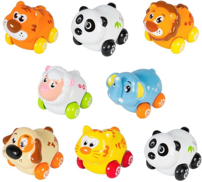 

huile Cartoon Animals Friction Push And Go Toy Cars Play Set For Baby (Set Of 8)(Multicolor)