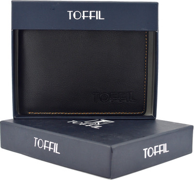 

toffil Men Black, Tan Genuine Leather Wallet(4 Card Slots), Chessi tan;midnight black