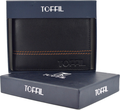 

TOFFIL Men Black, Tan Genuine Leather Wallet(4 Card Slots)