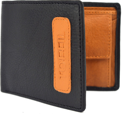 

TOFFIL Men Black, Tan Genuine Leather Wallet(4 Card Slots)