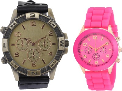 declasse chronograph pattern black direction men watch with pink party wear women Watch  - For Couple   Watches  (Declasse)