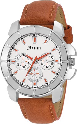 Arum ASMW-020 White Dial Brown Strap Watch  - For Men   Watches  (Arum)