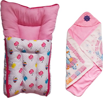 

Dolphin52 COMBO DOLPHIN52- Combo of baby bed and hooded baby blanket for babies of AGE : 0-5 months. Born baby and infants(Fabric, Pink)