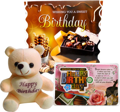 

Siddhi Gifts greeting cards for birthday - Birthday Greeting Card and Cute Soft Teddy With Birthday Quotation(Set of 1)