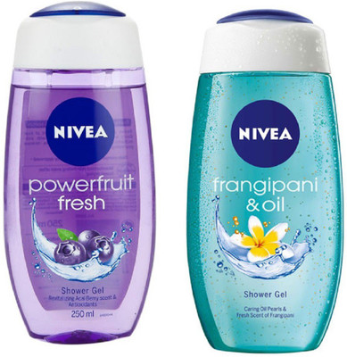 Nivea FRESH POWER FRUIT+ FRANGIPANI & OIL SHOWER GEL(250 ml, Pack of 2)