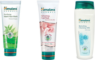 

Himalaya Purifying Neem Face Wash, Refreshing Fruit Pack, Refreshing Cleansing Milk(Set of 3)