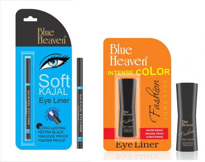 

Blue Heaven soft kajal with fashion eyeliner(Set of 2)