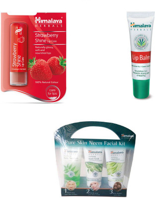 

Himalaya Pure Skin Neem Facial Kit, Strawberry Shine Lip Care, Lip Balm(Set of 3)